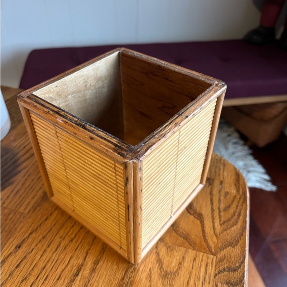 Vintage Bamboo Tissue Box Cover Boho Coastal Bathroom Decor - Picture 3 of 4